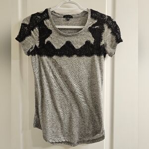 Gray and Black Lace Women's Top